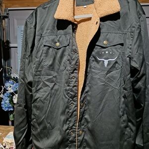 Men's Black Jacket with Tan Fleece Lining